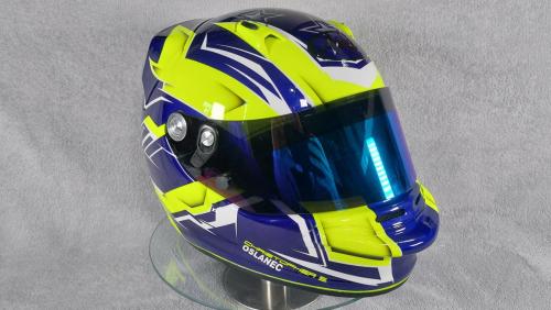Blue Yellow racing helmet design 01
