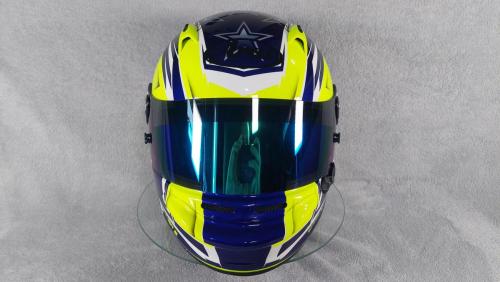 Blue Yellow racing helmet design 02