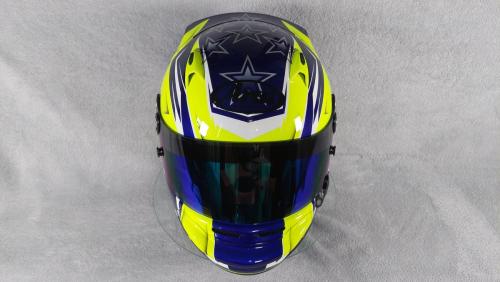 Blue Yellow racing helmet design 03