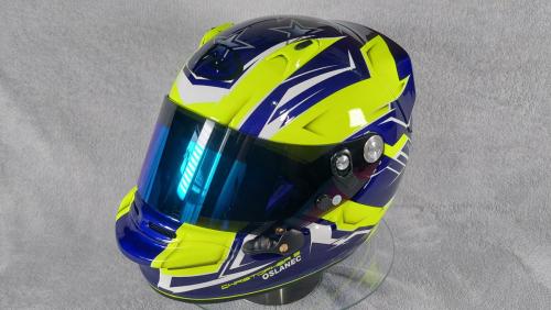 Blue Yellow racing helmet design 04