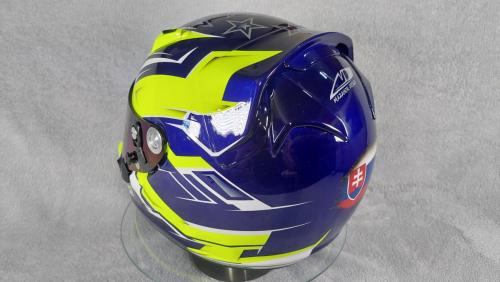 Blue Yellow racing helmet design 05