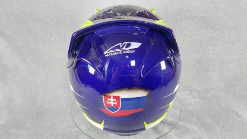 Blue Yellow racing helmet design 06