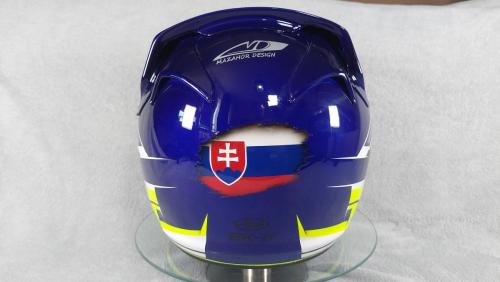 Blue Yellow racing helmet design 07