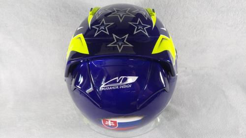 Blue Yellow racing helmet design 08