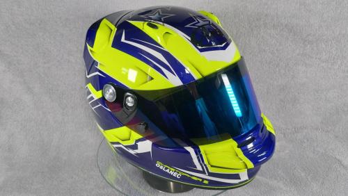 Blue Yellow racing helmet design 10