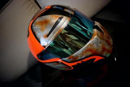 Orange Phosphorescent racing helmet design 02