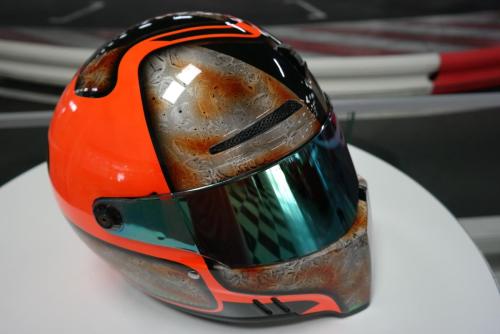 Orange Phosphorescent racing helmet design 06